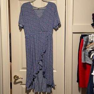 J Crew Blue and White Hi-Lo Dress